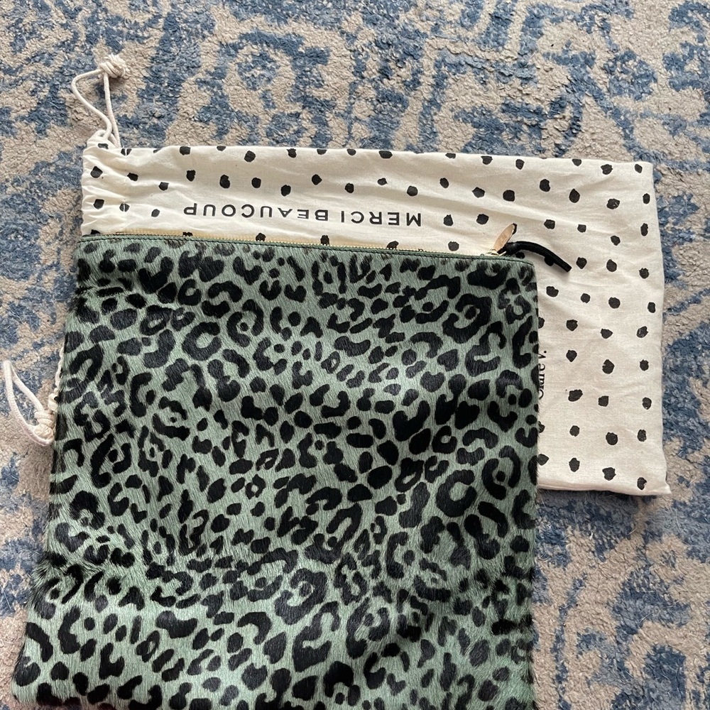 Clare V. Leopard Print Pouch